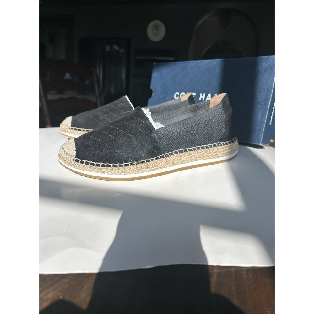 Cole Haan Black Cloudfeel Espadrille Loafer Suede Shoe Women Size 10B EUC In Box - Picture 4 of 11